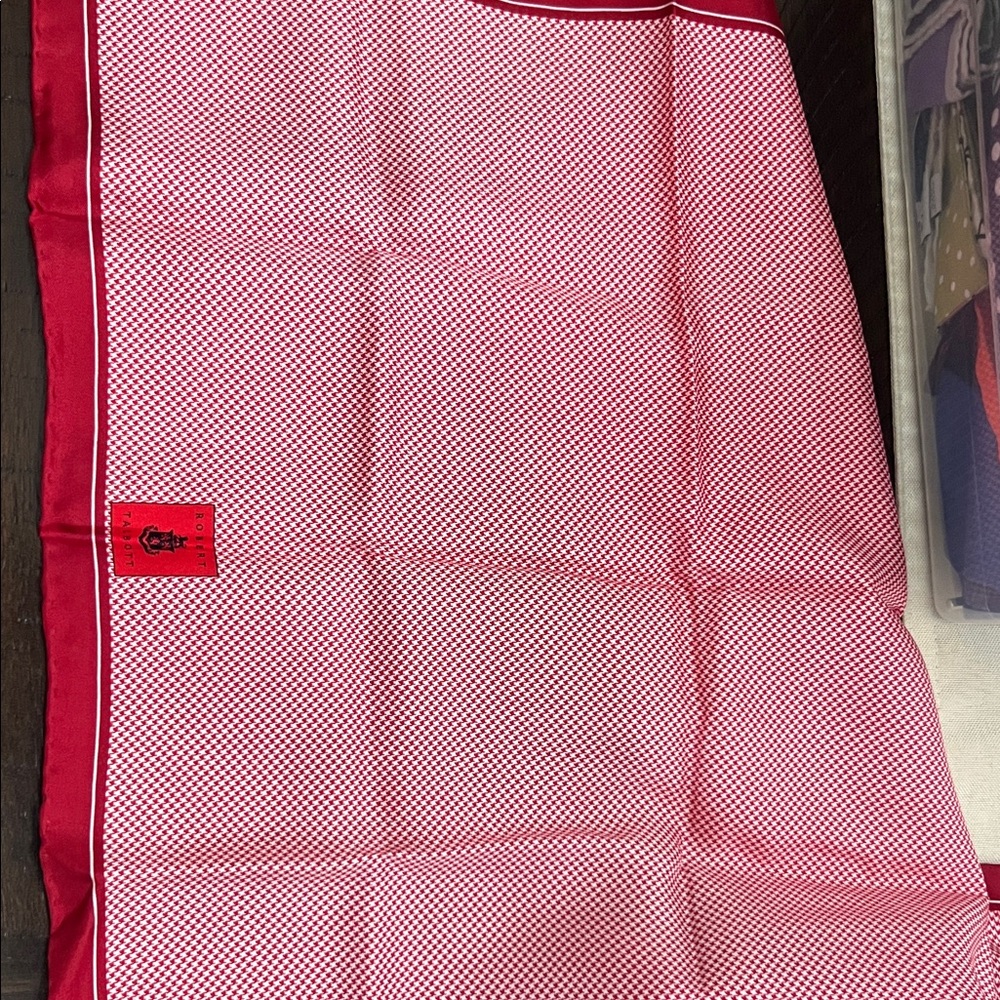 Robert Talbott Red And White Patterned Scarf - image 1